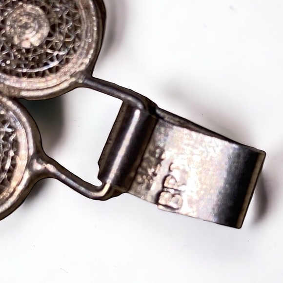 Vintage Cannetille Filigree Sterling Silver Graduated Flower Panel Bracelet - Picture 3 of 4